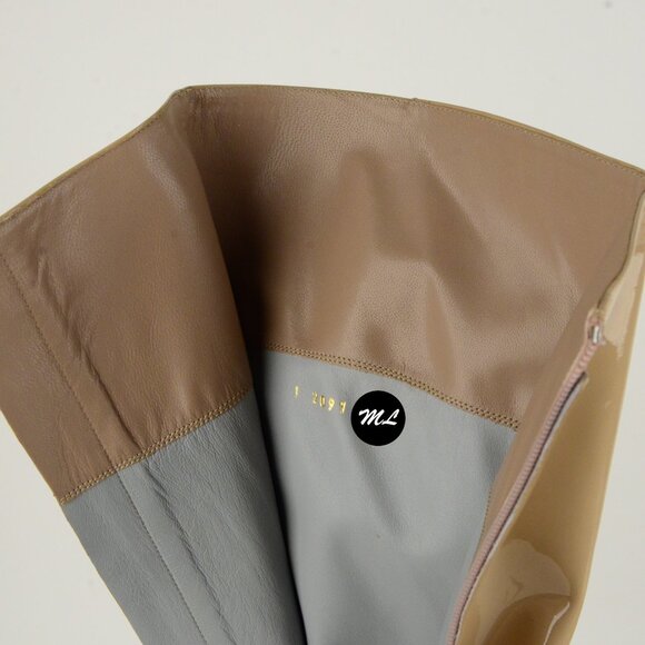 SERGIO ROSSI TALL BOOTS BEIGE LEATHER 'BARBIE' KNEE HIGH sz 39 / 9 - Picture 9 of 13